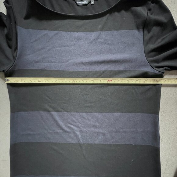 Marimekko Blue and Black Striped T-shirt Dress with A-line cut-Small - Picture 4 of 6